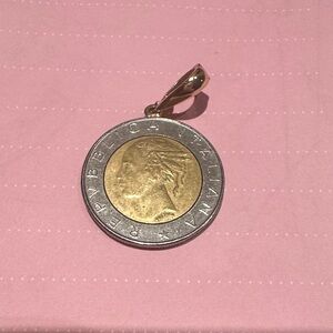 Gold and Silver plated 500 lire Coin Pendant